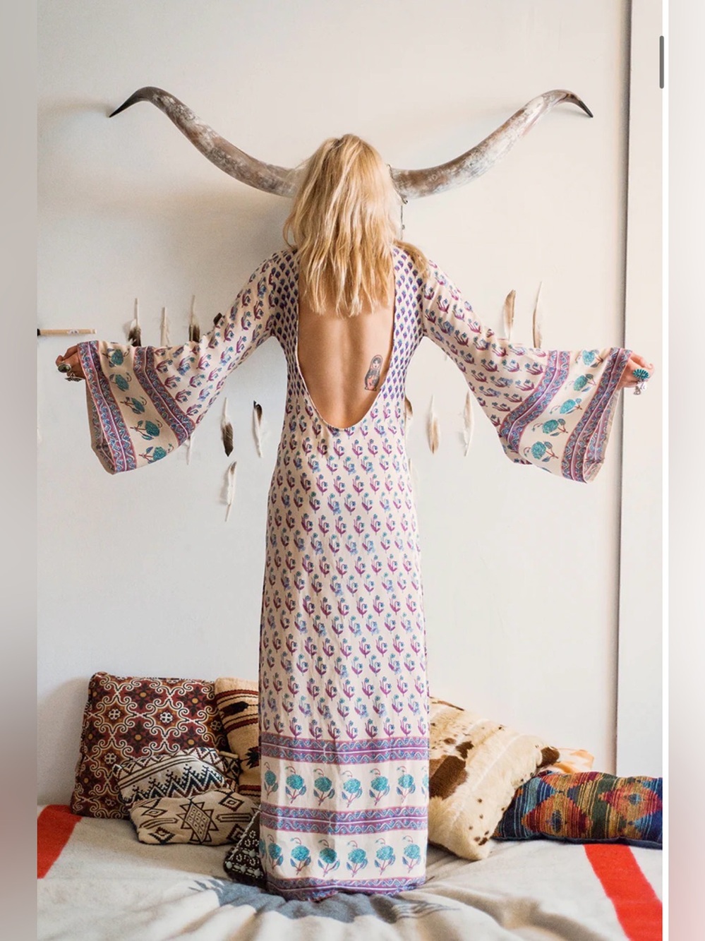 ✨ Rare Spell & The Gypsy Bohemian Royale Empress Dress Ivory Bell Sleeve Maxi M